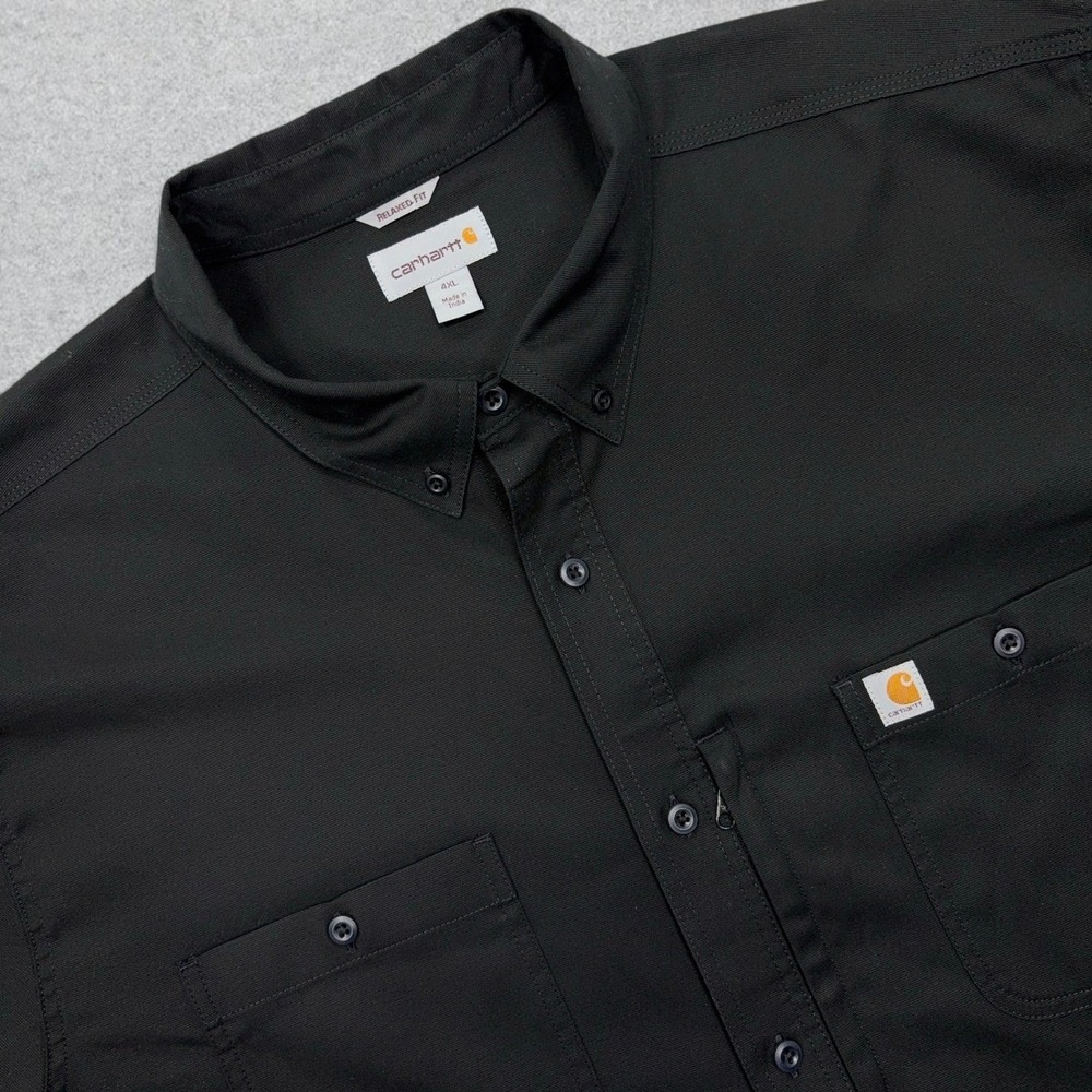 Carhartt Button Down Shirt Men's 4XL Black Canvas SS Rugged Relaxed Fit 102537